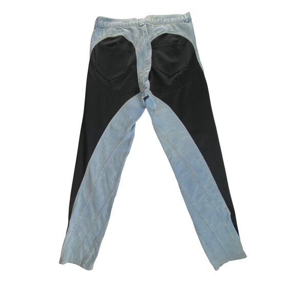 Blue Denim & Black Two-Piece Cropped Jacket Pants Set Size XL Sexy Stretch Jeans - Picture 4 of 9